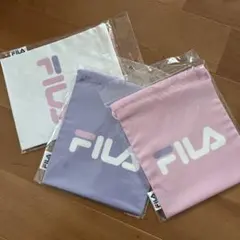 FILA 巾着袋 3個セット ホワイト・ラベンダー・ピンク