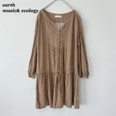 earth アース　花柄　チュニック　シャツ　ワンピース　フリーサイズ　ガーリー