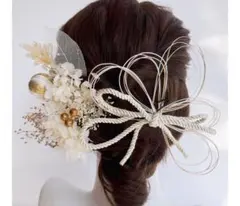 和風髪飾り 11点セット ホワイト・ゴールド