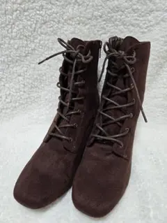 Heather スクエアトゥレースＵＰブーツ 　Lサイズ　２４cm　ブラウン