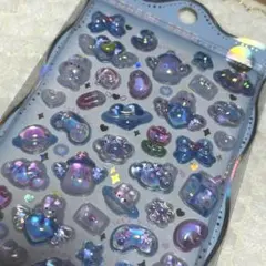 オーロラ　うさぎ　ブルー　ボンボンドロップシール　みずいろボンボン