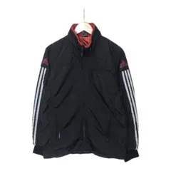 adidas アディダス　ウィンドブレーカージャケット　フード収納　ブラック　L