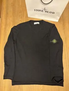 STONE ISLAND ブラック Vネック スウェット ロンT