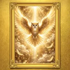 金翼天照瑞煌 開運絵画 フクロウ 風水 縁起物 額縁なし