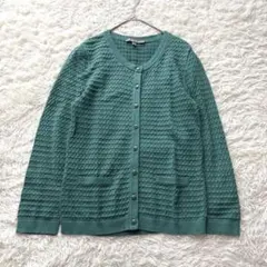 LAURA ASHLEY ローラアシュレイ トゲ編み 長袖 カーディガン 緑のサムネイル