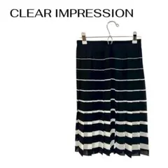 ⭐︎B0315CLEAR IMPRESSION膝丈プリーツスカート裏地 ボーダーのサムネイル
