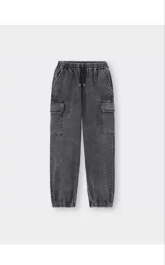 GU GIRLSカーゴプルオンパンツJR L ダークグレー　レディースの方でも