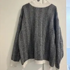 ヘリンボーンパターンオーバーサイズニットセーター