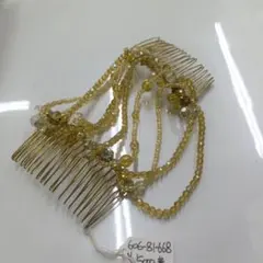 ビーズ装飾のゴールドヘアコーム