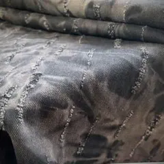 ⭐️ムラ加工 デニム Black Sky meets 筋状クラッシュ！生地 布