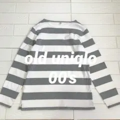 old uniqlo 00's y2k ボーダー　ロンT 白×灰　ルーズネック