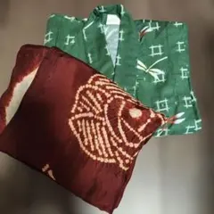 【100-110】トンボ模様 緑色 キッズ浴衣＆帯