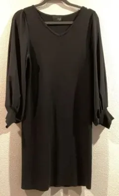 【Grandtable ひざ丈Iラインワンピース】黒　フリーサイズ
