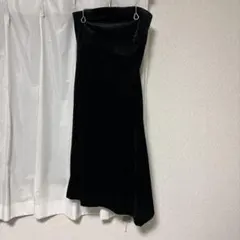 【中古品】michel klein 黒ベロアストラップレスワンピース