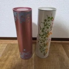 花柄デザイン　金属製缶　2個セット