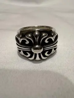 ヴィンテージベビーフローラルクロスリング11号刻印925キーパー 