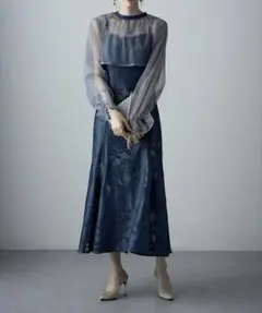 3wayシフォンボレロ&レースキャミドレス 結婚式 ワンピースのサムネイル