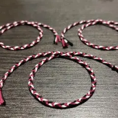 ミサンガ　3つセット　臙脂(えんじ)×黒×白　推しカラー