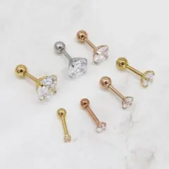 ボディピアス 18G 金アレ対応 ストレートバーベル サージカルステンレス 片耳