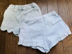 ２枚セット　フリル付きライトブルーショートパンツ