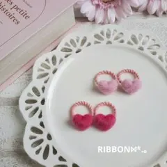୨୧ハートファーセット①୨୧ヘアゴム⑅﻿ベビー&キッズ⑅﻿ハンドメイド⑅﻿
