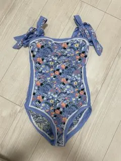 【美品】リバーシブル花柄リボン付きワンピース水着