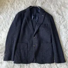 美品　ミツミネ MITSUMINE　テーラードジャケット　紺　ウール混　S