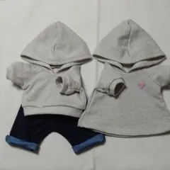 ぬいぐるみ服　白杢グレー