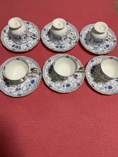 NARUMI(ナルミ) ボーンチャイナ 青い花柄のティーカップ6個セット