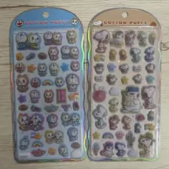 新品【正規品】コットンパフィーシール 2種 ドラえもん スヌーピー