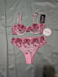 2548 ⭕️最高級品⭕️ 花柄刺繍 ブラジャーショーツセット L