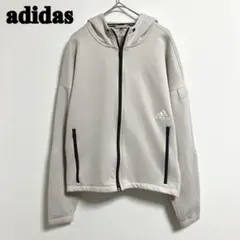 adidas フルジップ　パーカー　アイボリー　M 長袖　ロゴ入り　スウェット