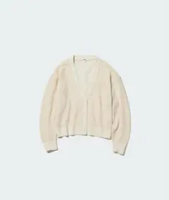 ユニクロ　新品タグ付き　メッシュショートカーディガン（長袖）オフホワイト
