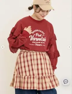 新品タグ付き　サマンサモスモス　袖フリル切替えスウェット　ボルドー　赤　レッド