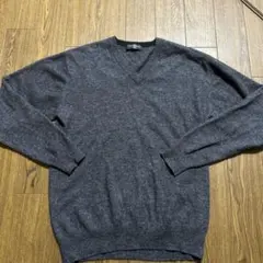 CASHMERE BLEND Vネックセーター　L カシミア混　ニット