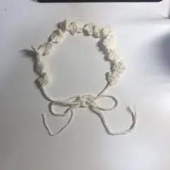 ハンドメイド花柄ヘッドドレス、カチューシャ、ネックレス 編み物