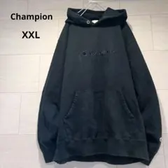 チャンピオン パーカー XXL 黒 ユニセックス　刺繍　ロゴ ビッグサイズ 古着