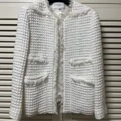 トゥモローランド ノーカラージャケット　ツィード　ホワイト
