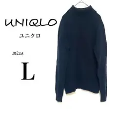 《 ユニクロ 》《 良品 》 黒 タートルネックセーター L ウール100%