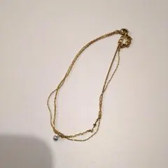 2連チェーンアンクレット、ブレスレット (ゴールド)