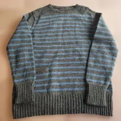 BLUE BLUE グレー/ブルー ストライプ セーター