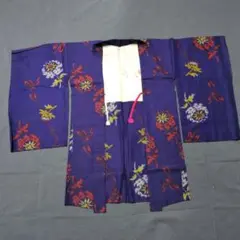 羽織り　紫色 花柄 羽織紐付き