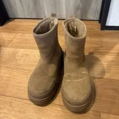 ZARA ブラウン スエード ショートブーツ 厚底