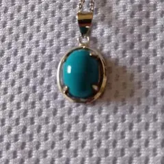 ヴィンテージターコイズオーバル型ペンダントネックレス