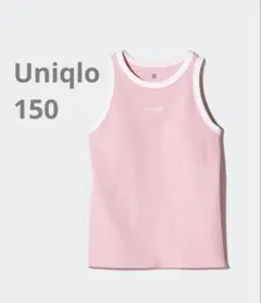【美品】ユニクロ ガールズ リブブラトップ/アメリカンスリーブ 150 ピンクのサムネイル
