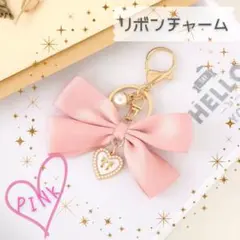 チャーム ピンク キーホルダー 可愛い リボン バッグチャーム プレゼント