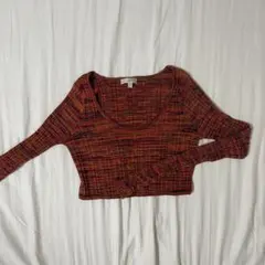 GUESS マルチカラー 長袖 クロップドニット