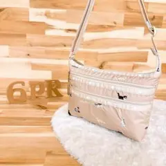 【レスポートサック】キャット猫ネコ 刺繍 ショルダーバッグ アニマル ベージュ