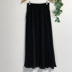 Loytaa＊黒 プリーツ ロングスカート ロユタ ブラック ナチュラル