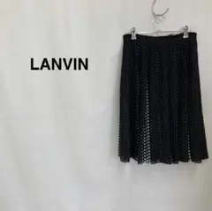 LANVIN ランバン ドット柄プリーツスカート ブラック レディース